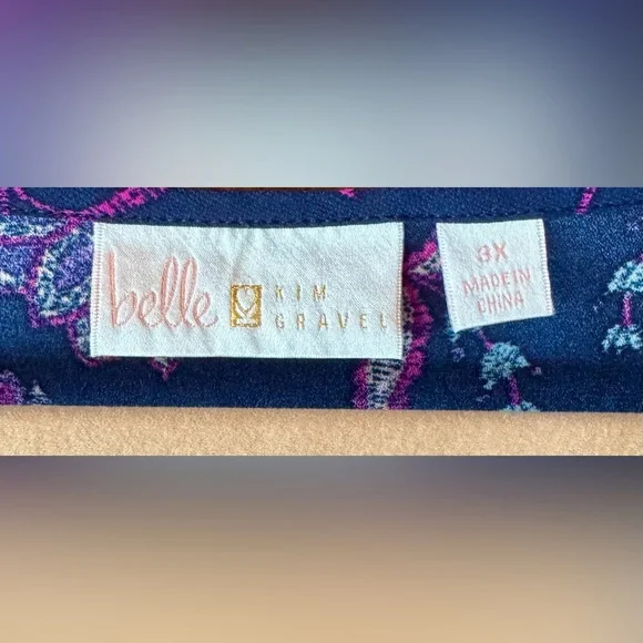 Belle by Kim Gravel Flutter Sleeve Floral Blouse - Size 3X - Picture 10 of 15